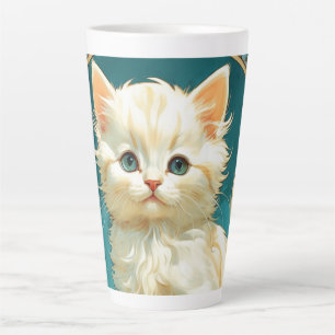 Alphonse Mucha Art Nouveau White Cat Milchtasse