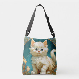 Alphonse Mucha Art Nouveau White Cat Tragetaschen Mit Langen Trägern