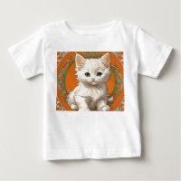 Alphonse Mucha Art Nouveau White Kitten