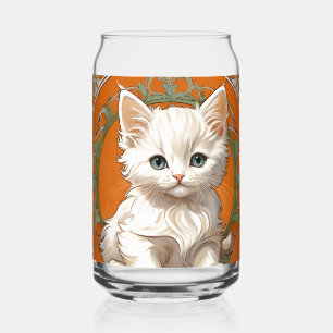 Alphonse Mucha Art Nouveau White Kitten Dosenglas