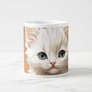 Alphonse Mucha Art Nouveau White Kitten Jumbo-Tasse