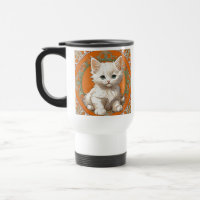 Alphonse Mucha Art Nouveau White Kitten