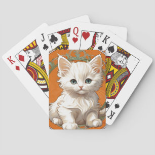 Alphonse Mucha Art Nouveau White Kitten Spielkarten