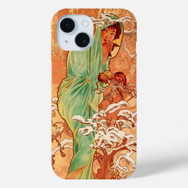 Alphonse Mucha Art Nouveau Winter Case-Mate iPhone Hülle (Rückseite)