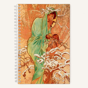 Alphonse Mucha Art Nouveau Winter Notizbuch
