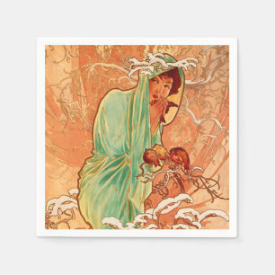 Alphonse Mucha Art Nouveau Winter Serviette