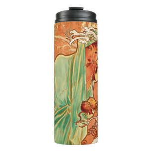 Alphonse Mucha Art Nouveau Winter Thermosbecher