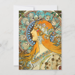 Alphonse Mucha Art Nouveau Zodiac Einladung