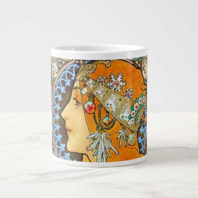Alphonse Mucha Art Nouveau Zodiac Jumbo-Tasse (Vorderseite)