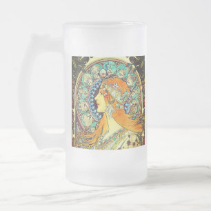 Alphonse Mucha Art Nouveau Zodiac Mattglas Bierglas