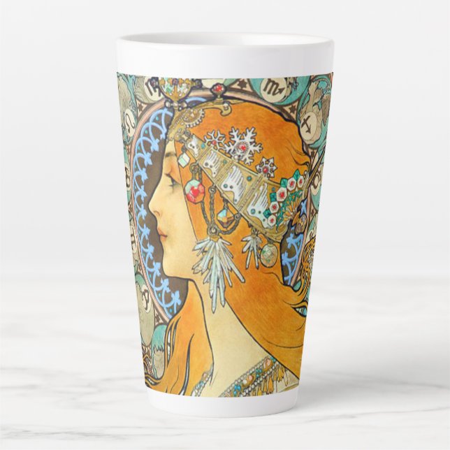 Alphonse Mucha Art Nouveau Zodiac Milchtasse (Vorderseite)