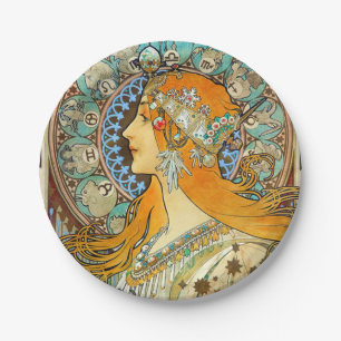 Alphonse Mucha Art Nouveau Zodiac Pappteller