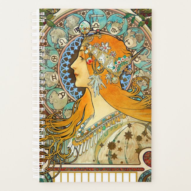 Alphonse Mucha Art Nouveau Zodiac Planer (Vorderseite)