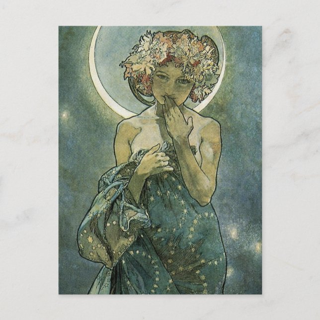 Alphonse Mucha Atemberaubende Jugendstil-Frau #18 Postkarte (Vorderseite)