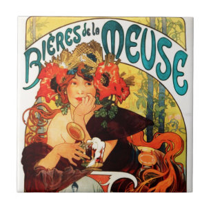 Alphonse Mucha Bier der Muse Kachel