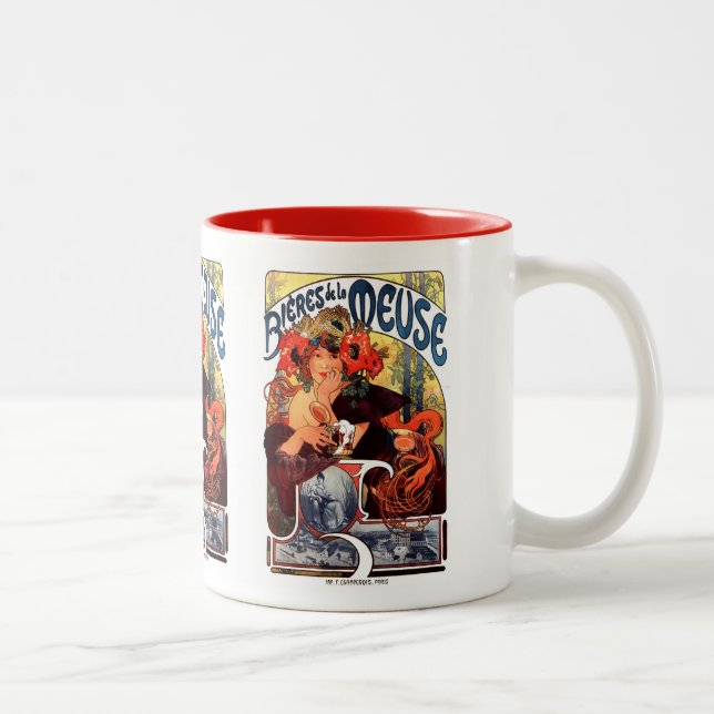 Alphonse Mucha , Bières de la Meuse , 1897 Zweifarbige Tasse (Rechts)