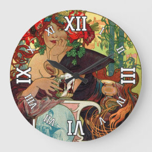 Alphonse Mucha Bieres De La Meuse Große Wanduhr