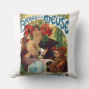 Alphonse Mucha Bieres De La Meuse Kissen