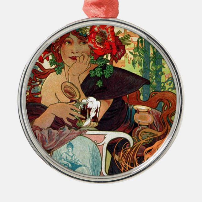 Alphonse Mucha Bieres De La Meuse Ornament Aus Metall (Vorne)