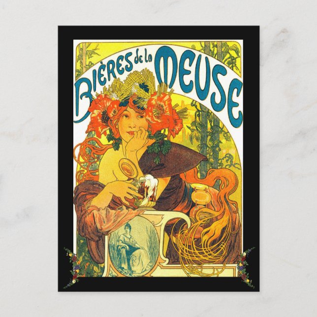 Alphonse Mucha Bieres de la Meuse personalisiert Postkarte (Vorderseite)