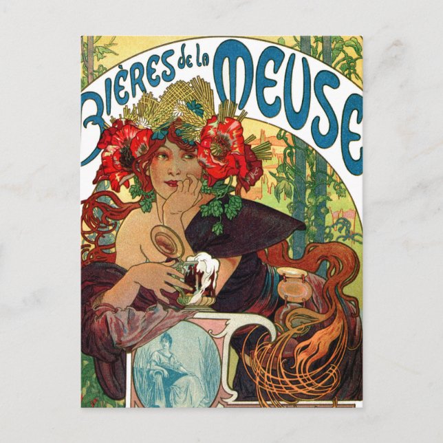 Alphonse Mucha Bieres De La Meuse Postkarte (Vorderseite)