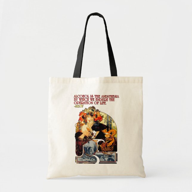 Alphonse Mucha bieres-de-le-me Alcohol Shaw Tragetasche (Vorne)