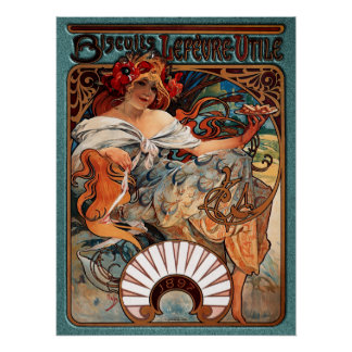 Alphonse Mucha Biscuits Lefevre-Utile gesprenkelt  Poster