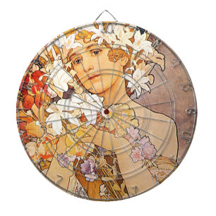 Alphonse Mucha Blume Dartscheibe