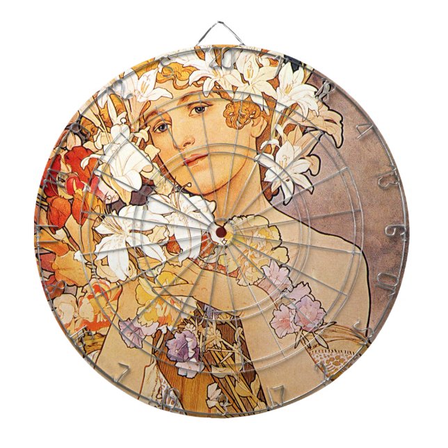 Alphonse Mucha Blume Dartscheibe (vorne)