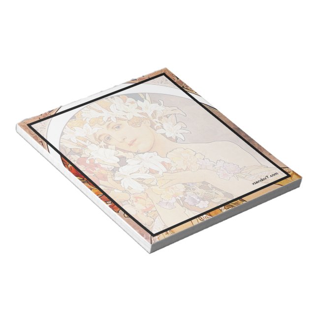 Alphonse Mucha Blume Notizblock (angewinkelt)
