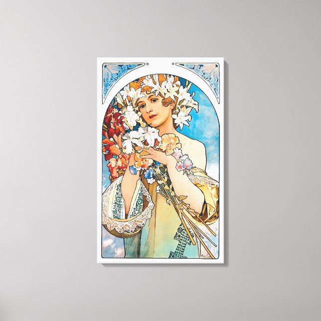 Alphonse Mucha - Blume - Retro Art Nouveau Leinwanddruck (Vorderseite)
