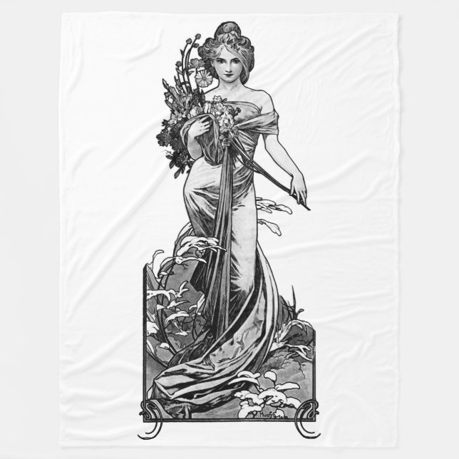 Alphonse Mucha Broken Blossoms Fleecedecke (Vorderseite)