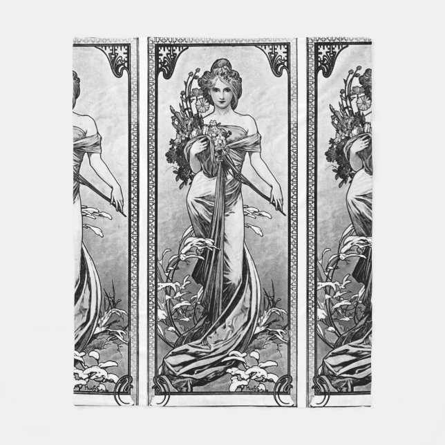 Alphonse Mucha Broken Blossoms Fleecedecke (Vorderseite)