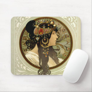 Alphonse Mucha - Byzantinische Köpfe Brünett Mousepad
