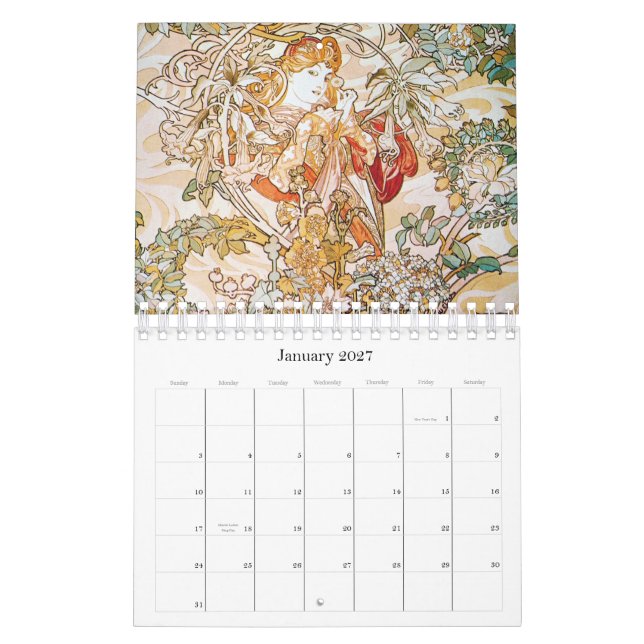 Alphonse Mucha Calendrier des oeuvres d'art (Jan 2027)