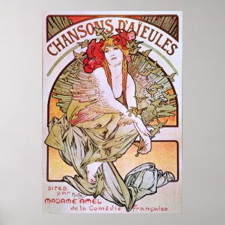 Alphonse Mucha. Chansons D'Aieules, c.1898 Poster