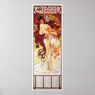 Alphonse Mucha, Chocolat Mexicain 1896 Poster