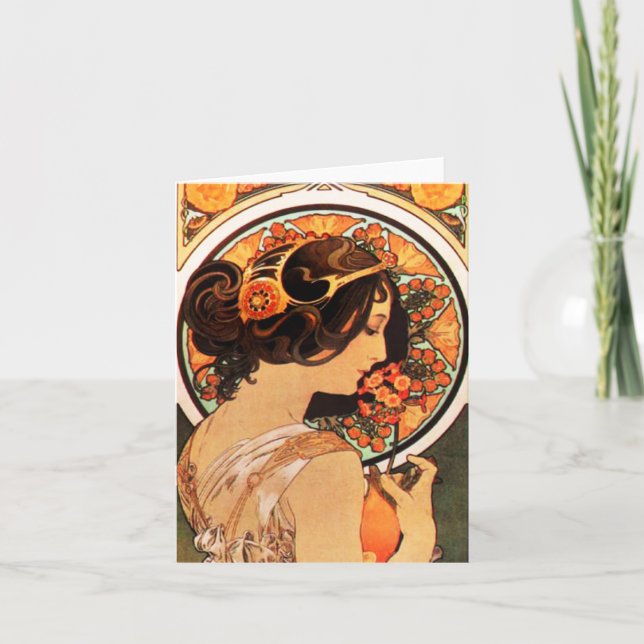 Alphonse Mucha Cow Slip Card Karte (Vorderseite)