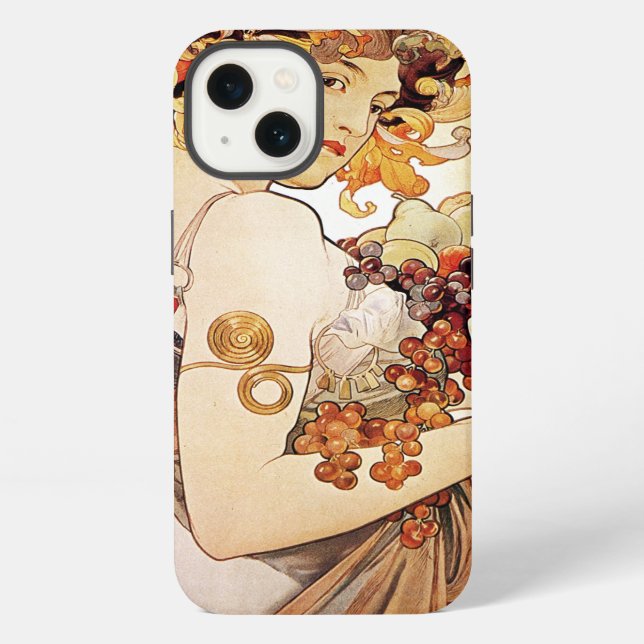 Alphonse Mucha Dame mit Früchten iPhone Hülle (Rückseite)