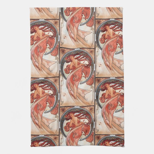 Alphonse Mucha Dance 1898 Jugendstil Vintag Geschirrtuch (Vertikal)