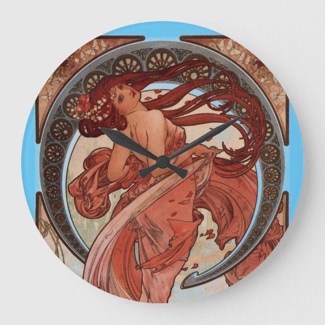 Alphonse Mucha Dance Große Wanduhr (Vorderseite)