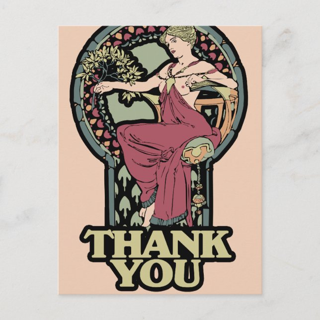 Alphonse Mucha Dankeskarten Postkarte (Vorderseite)