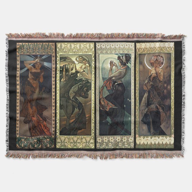 Alphonse Mucha der Mond und die Stern-Wolldecken Decke (Vorderseite)