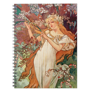 Alphonse Mucha, Die Jahreszeiten (1896) Frühling Notizblock