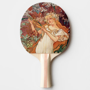 Alphonse Mucha, Die Jahreszeiten (1896) Frühling Tischtennis Schläger