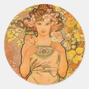 Alphonse Mucha Die Rose Sticker