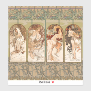 Alphonse Mucha Die vier Jahreszeiten 1897 Art Nouv Aufkleber