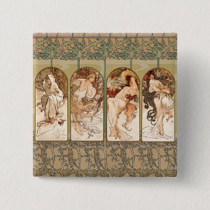 Alphonse Mucha Die vier Jahreszeiten 1897 Art Nouv Button