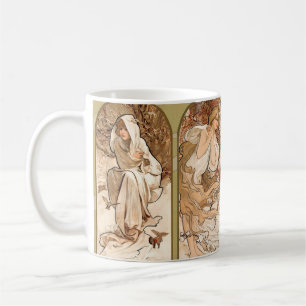 Alphonse Mucha Die vier Jahreszeiten 1897 Art Nouv Kaffeetasse