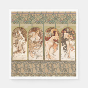 Alphonse Mucha Die vier Jahreszeiten 1897 Art Nouv Serviette